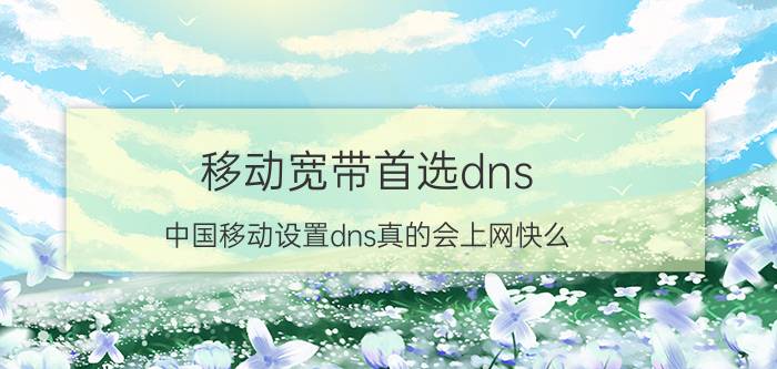 移动宽带首选dns 中国移动设置dns真的会上网快么？